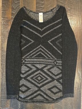 Faded Glory Black & Gray Marled Knit Sweater